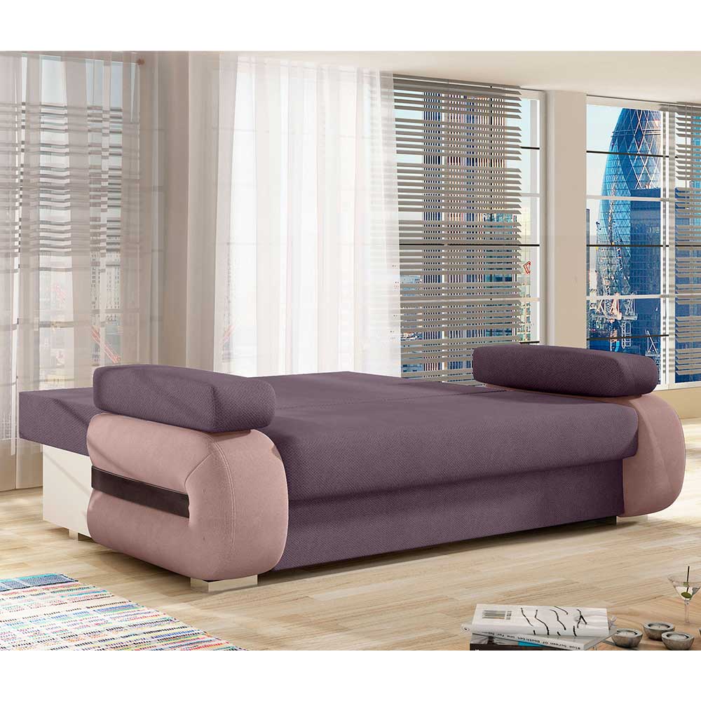 Federkern-Bettsofa in Mauve und Altrosa - Ayleen