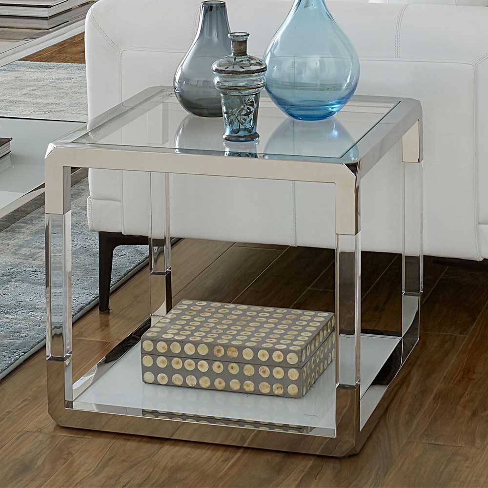 Design Beistelltisch aus Glas & Acrylglas - Camille
