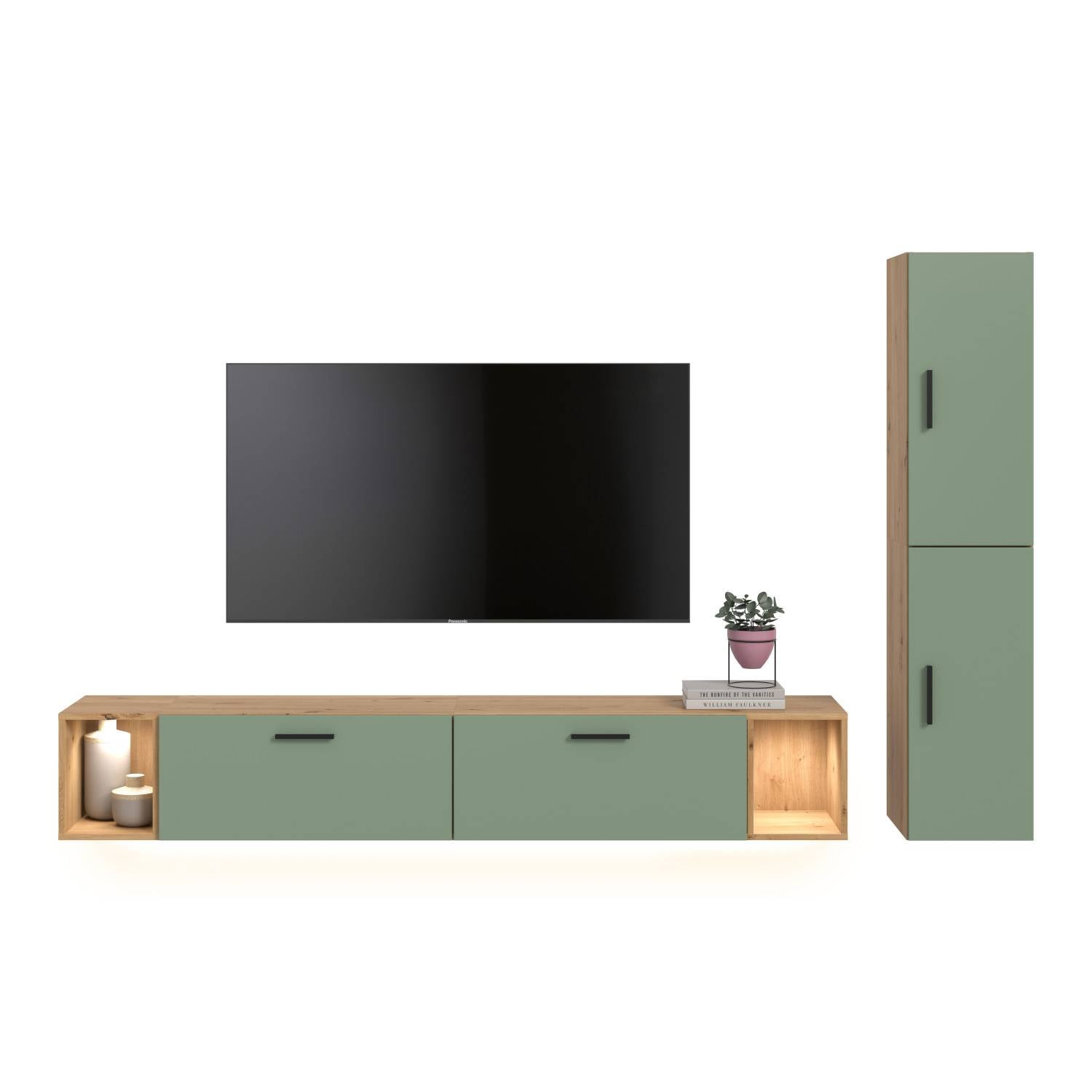 Medienwand mit hängendem Lowboard - Jonni II (zweiteilig)
