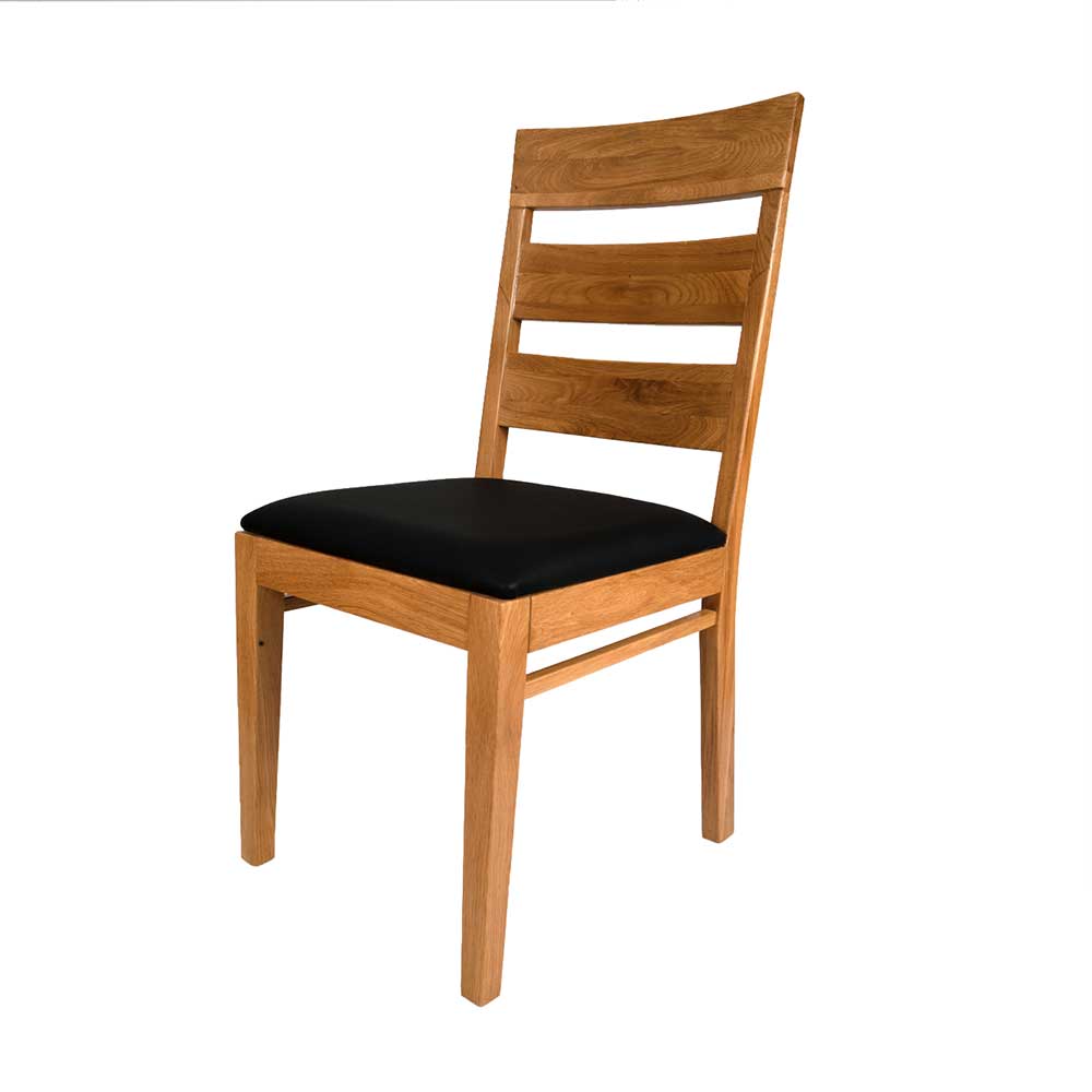 Wildeiche Stuhl mit Kunstledersitz - Nadal (2er Set)