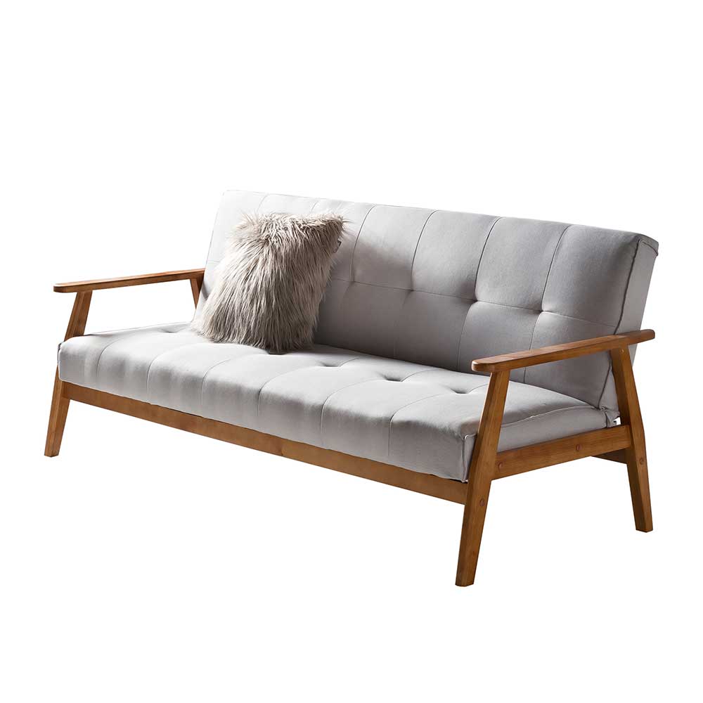 Graues Sofa mit Holzgestell Eiche - Florynn