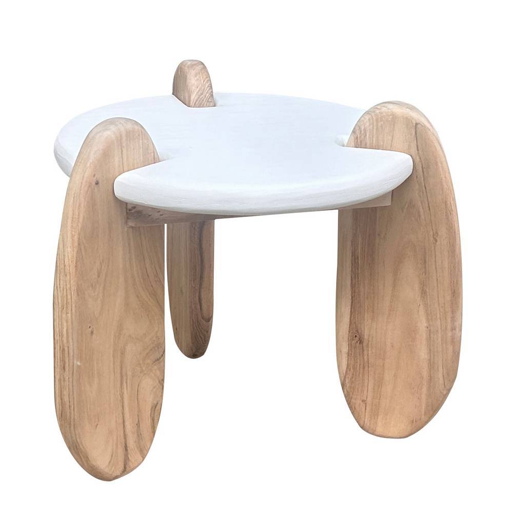Skandi-Design-Beistelltisch in Naturweiß und Akazie - Usilvea