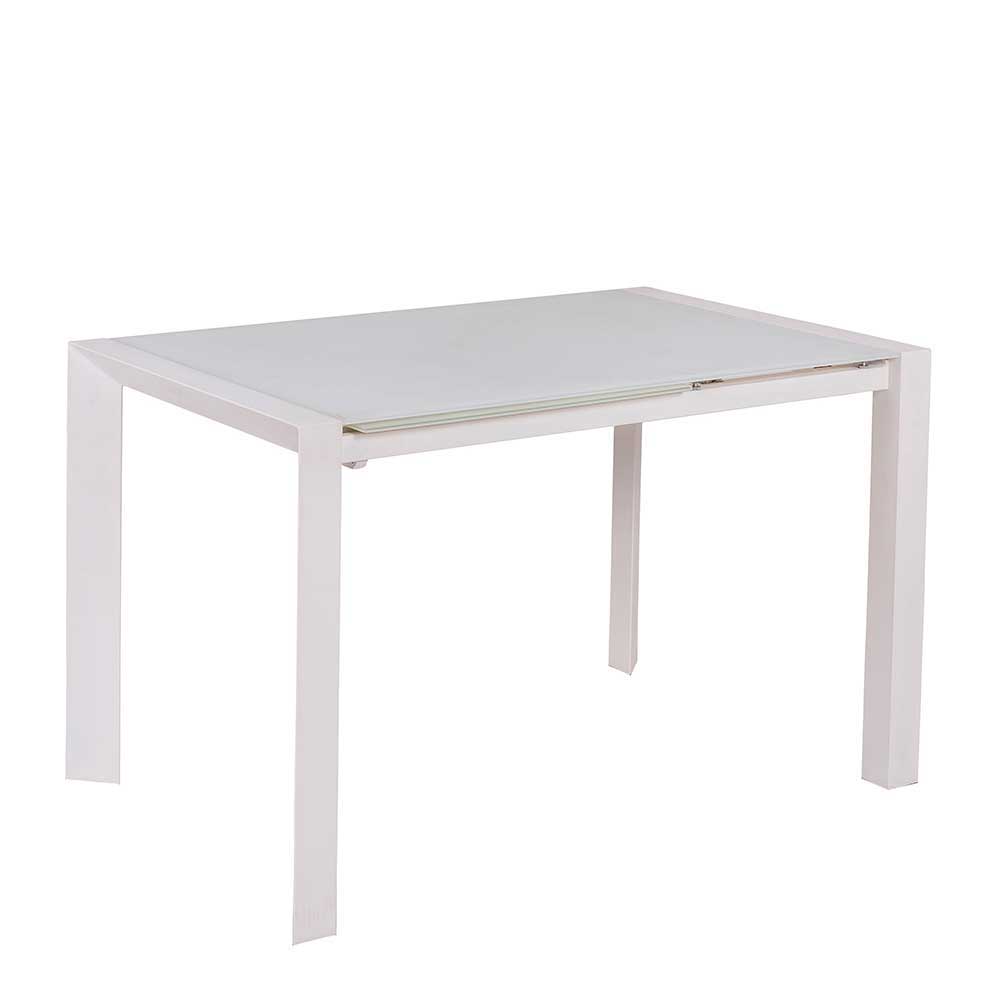 Vergrößerbarer Tisch mit Glasplatte Fly in Weiß