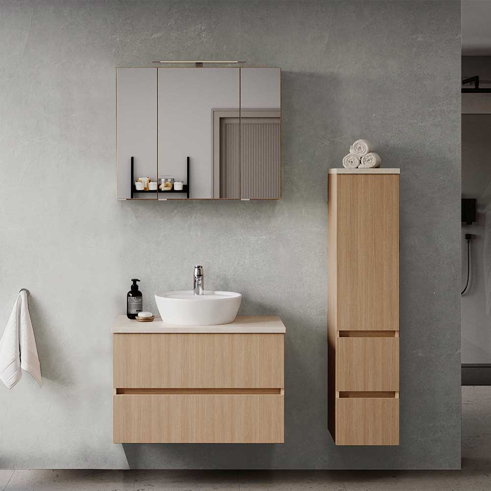 Waschplatz und Midischrank Set - Vibulam (dreiteilig)