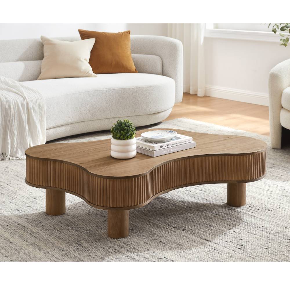 Design-Wohnzimmertisch in Walnuss Furnier - Foliage