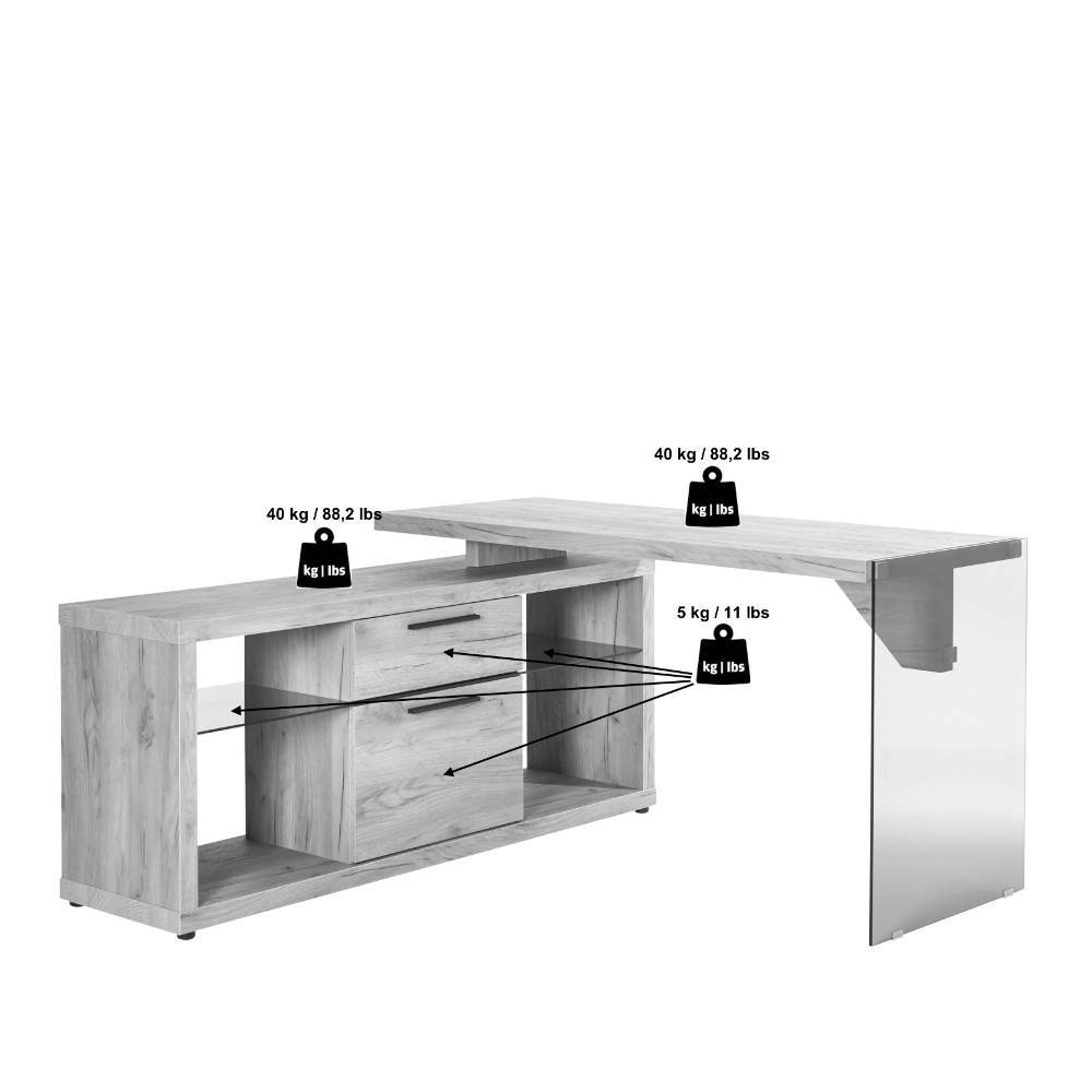 Homeoffice-Schreibtisch mit Seitenregal - Vallonda