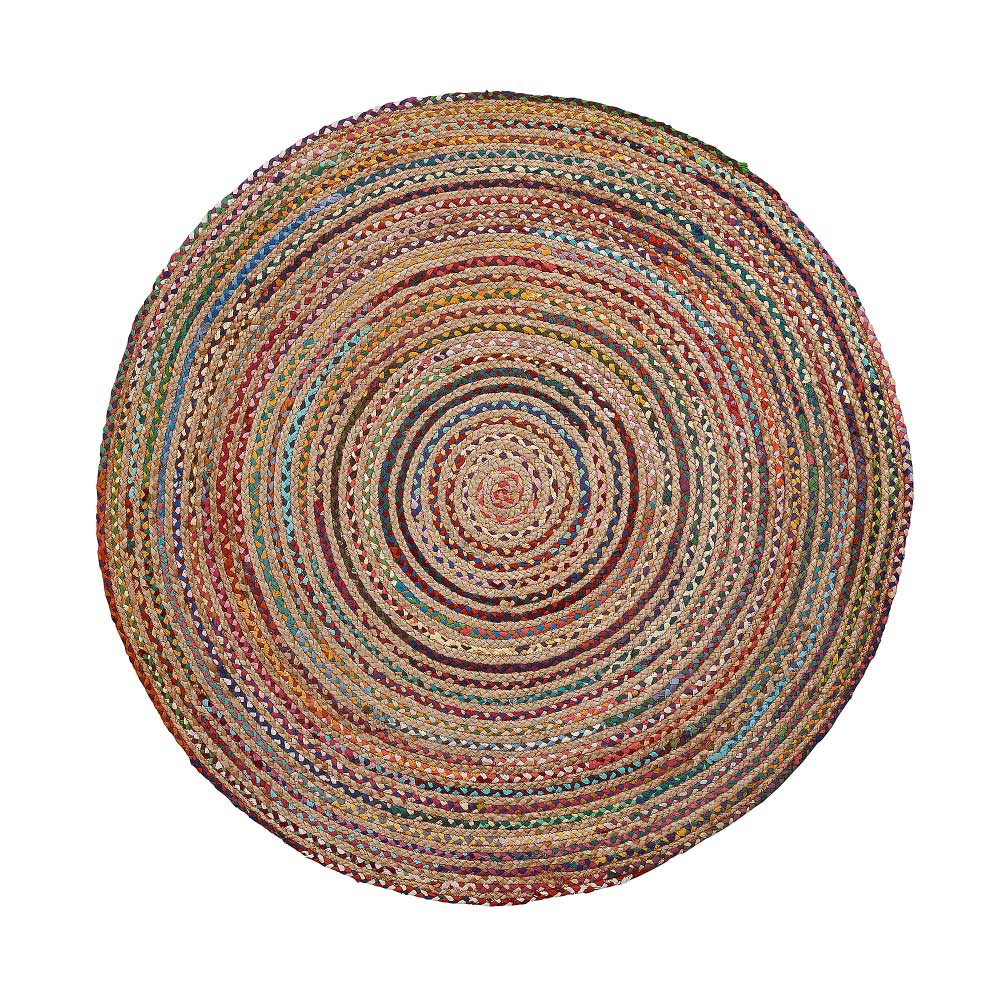 Bunter Teppich aus Jute Natur & farbiger Baumwolle - Ladidas
