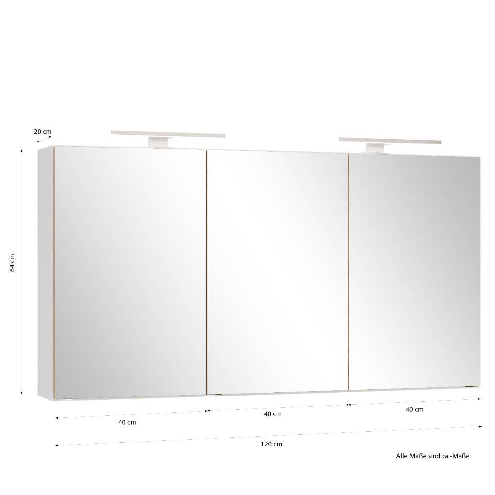 120cm Bad-Spiegelschrank in Mattweiß - Yvonja