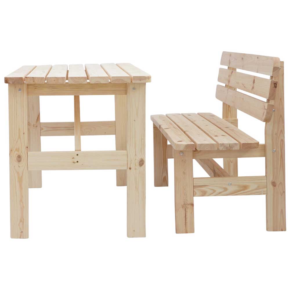 Set Tisch & Bank mit Lehne aus Holz - Cordona (zweiteilig)