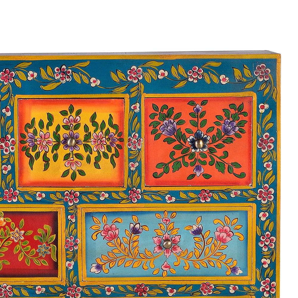 Farbenfrohes Design-Highboard mit Blumen Motiven - Leverias