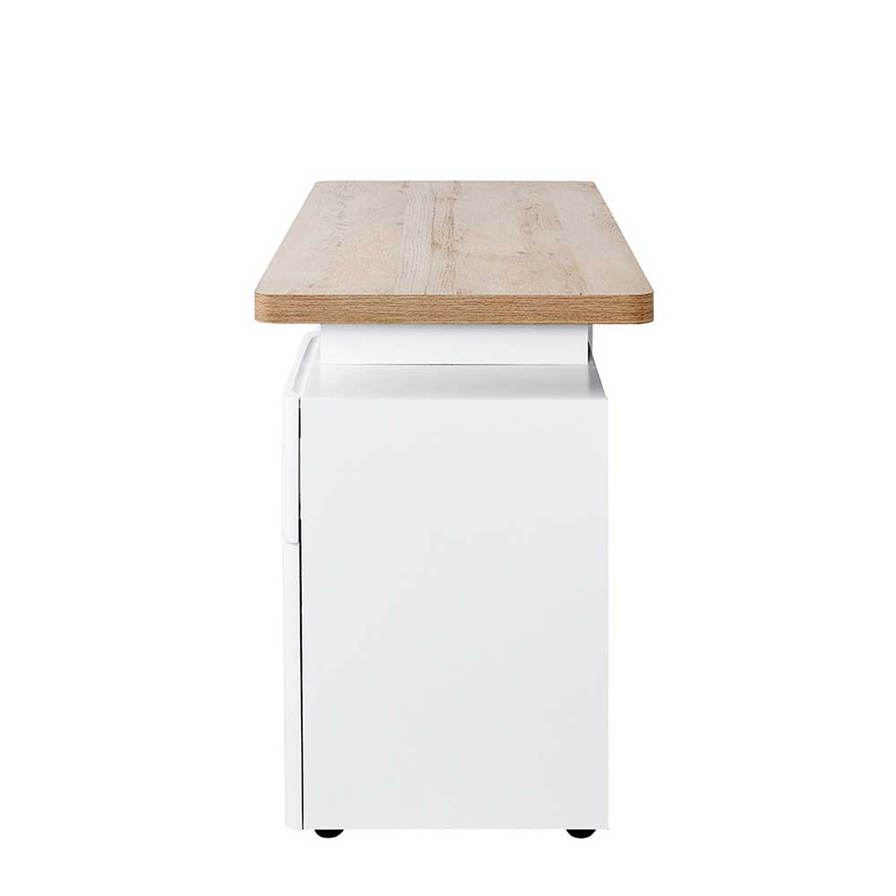 120x55 Schreibtisch in Weiß & Eiche-Optik - Hawer