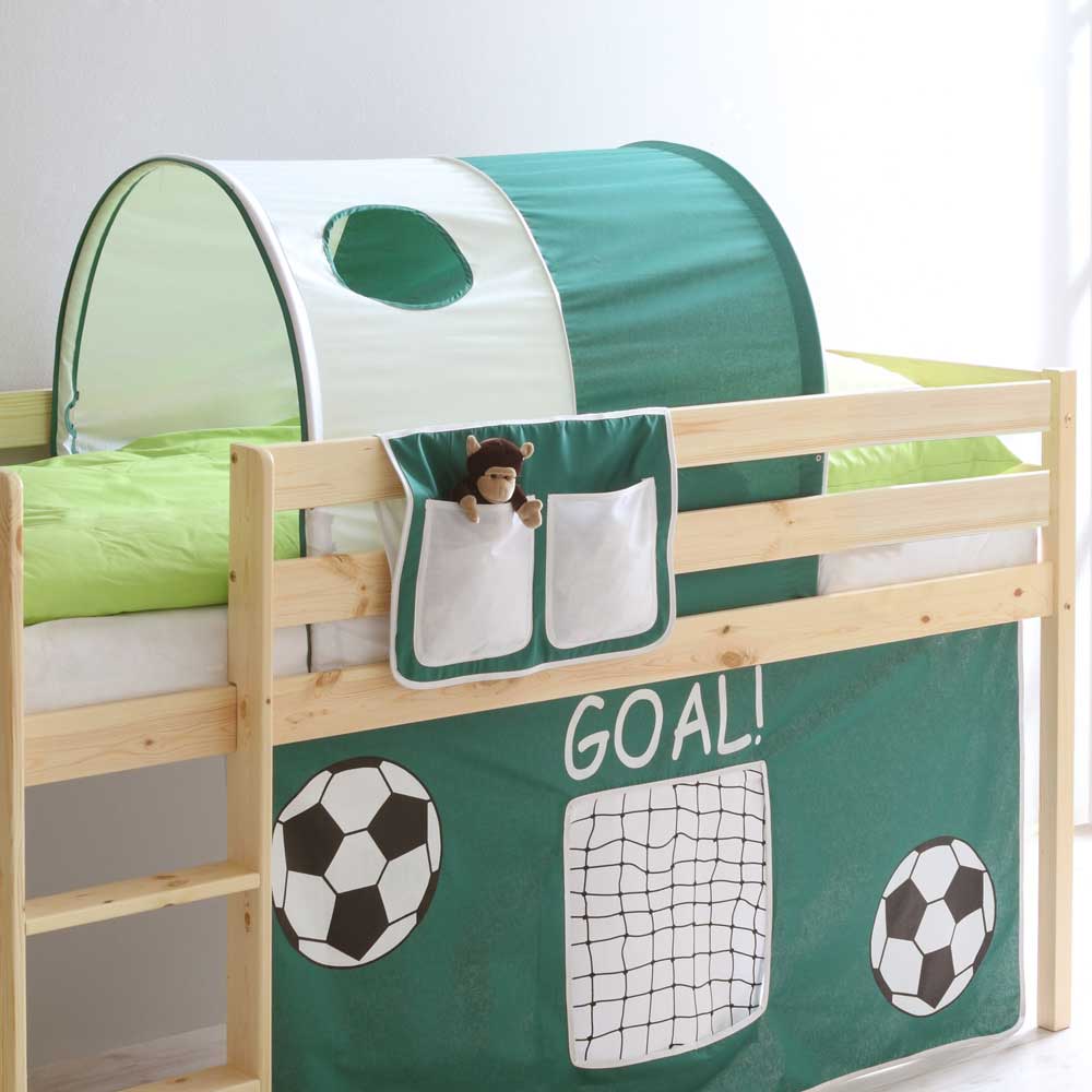 Halbhohes Kinderbett Tanidos im Fußball Design