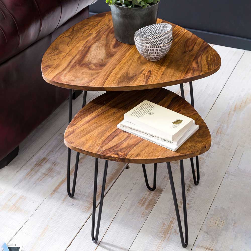 Holz Zweisatztisch im Wankel Design - Solineza (zweiteilig)
