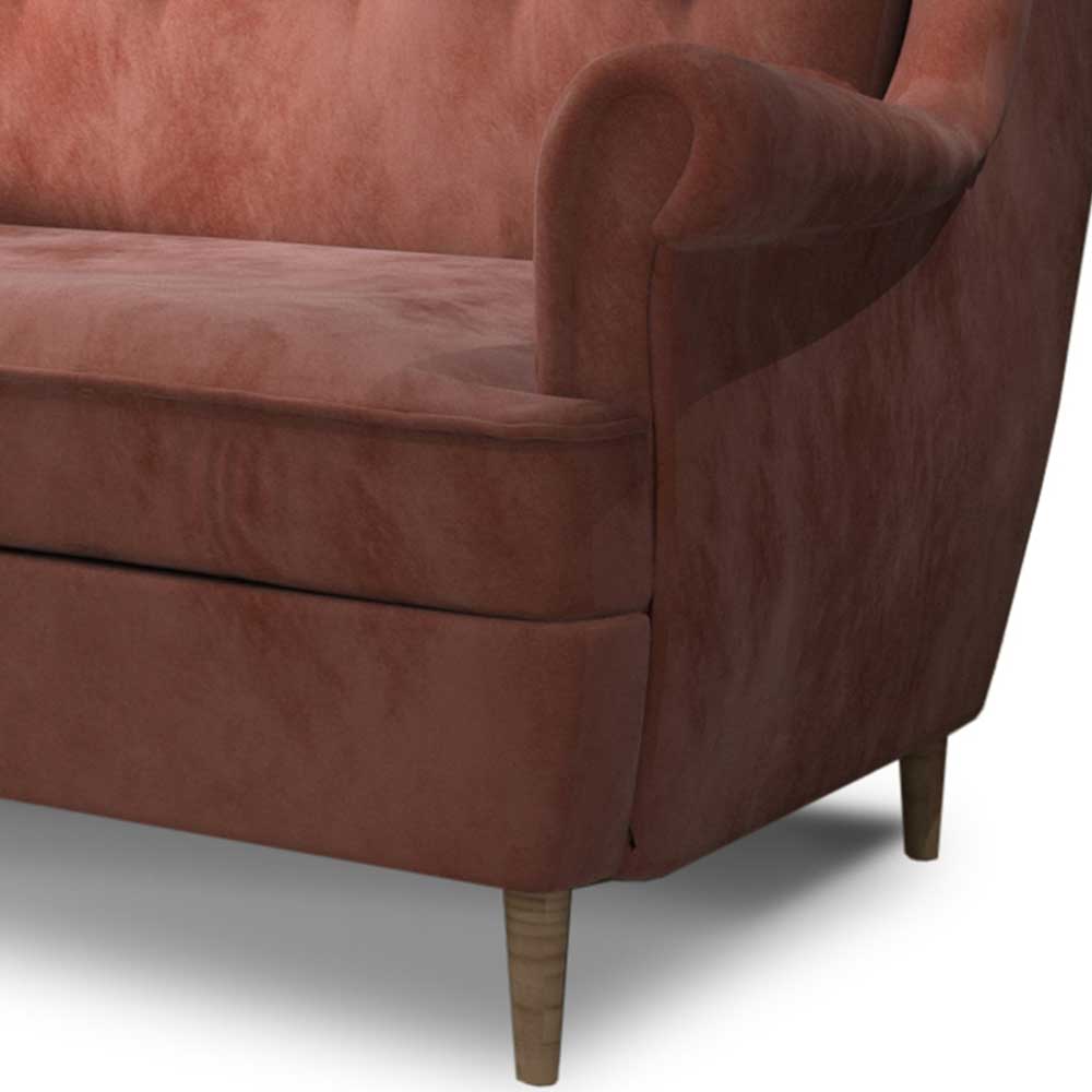Ohrensofa in Rosenholz Veloursbezug - Kenzy