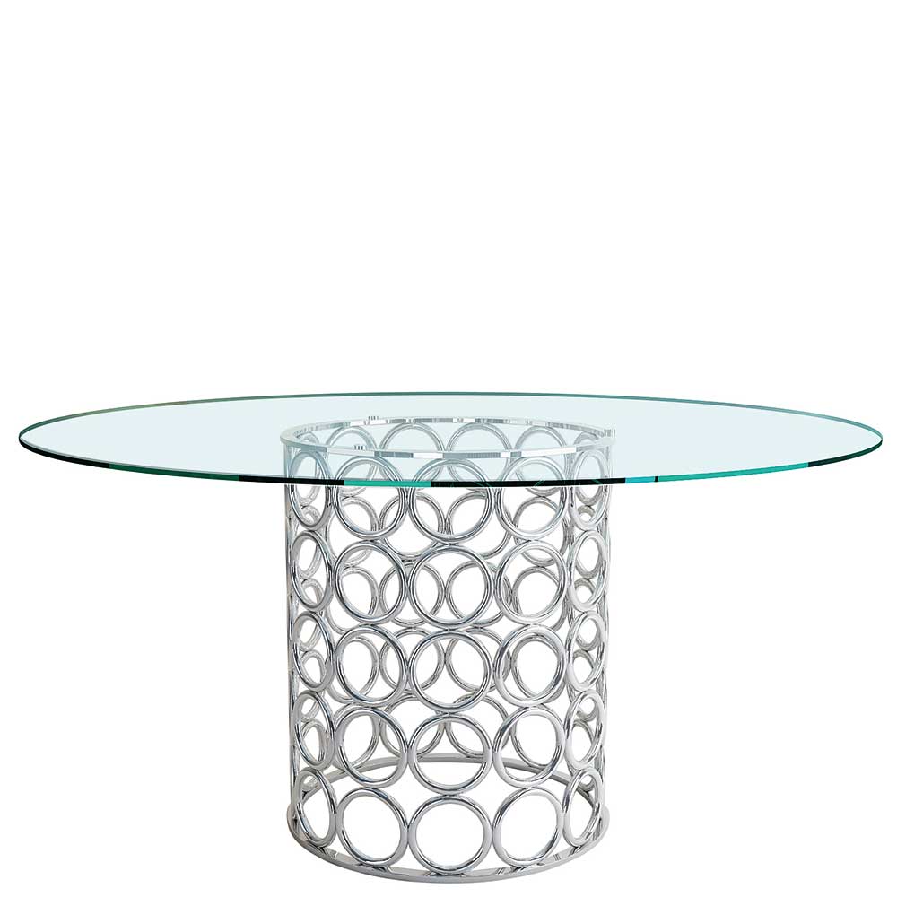 Glas Esstisch mit Zyllinder Design Gestell - Fakt