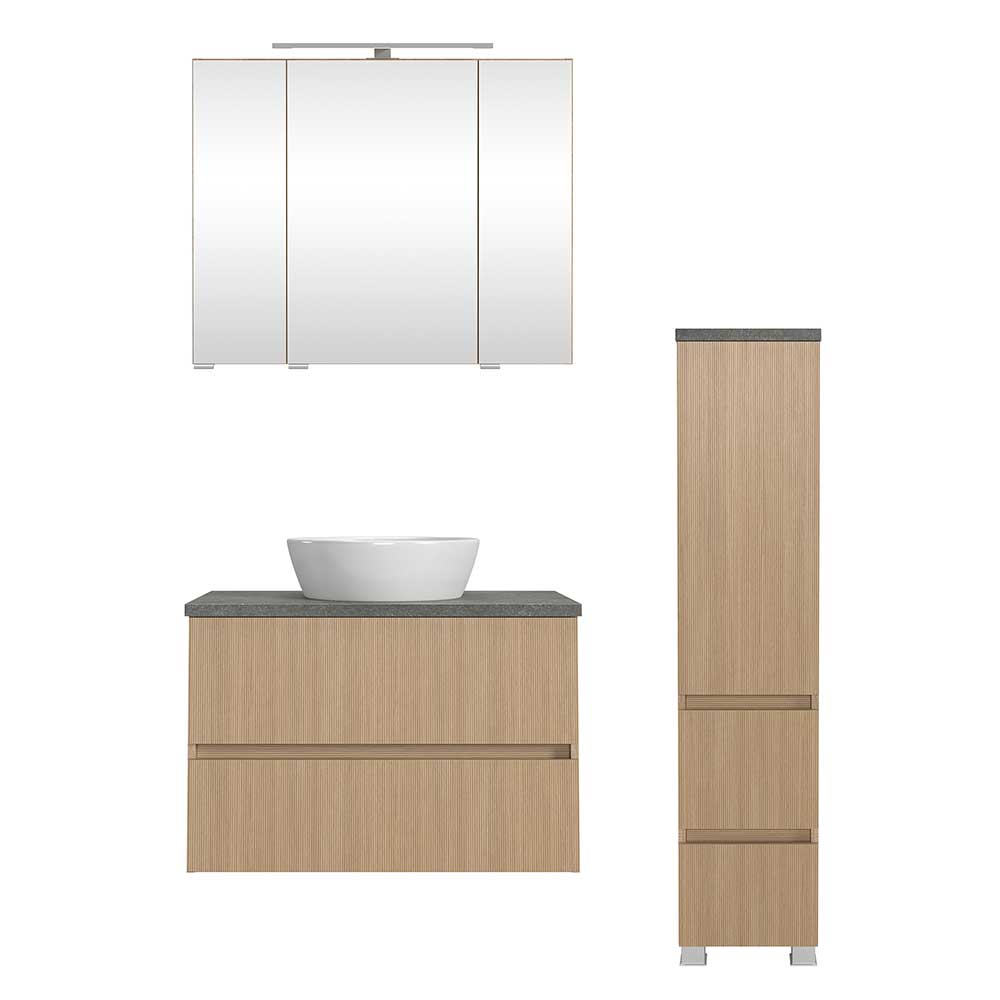 Waschtisch Set mit Midischrank fürs Bad - Leitha (dreiteilig)