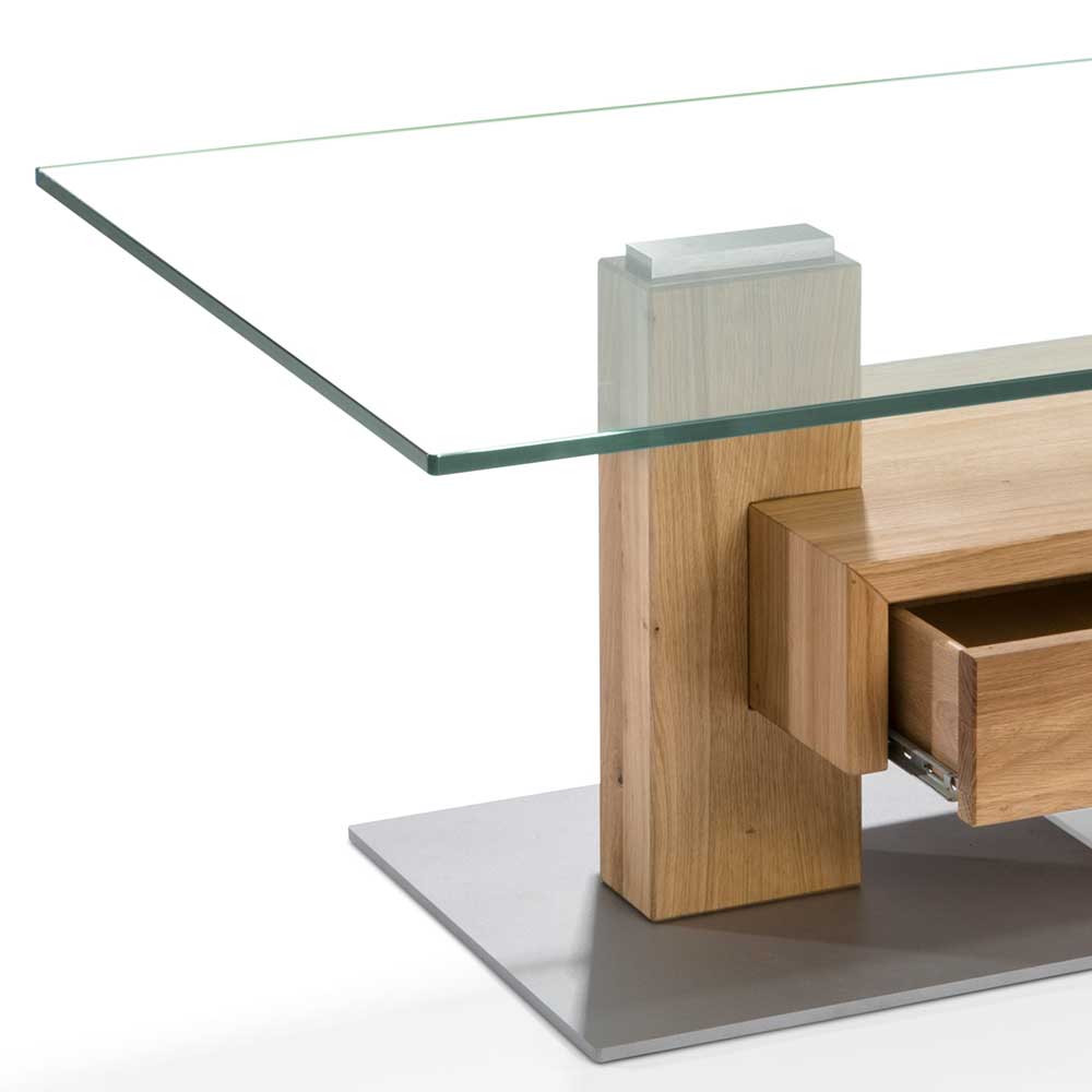 Wohnzimmer Design-Glastisch mit Schublade - Ambia