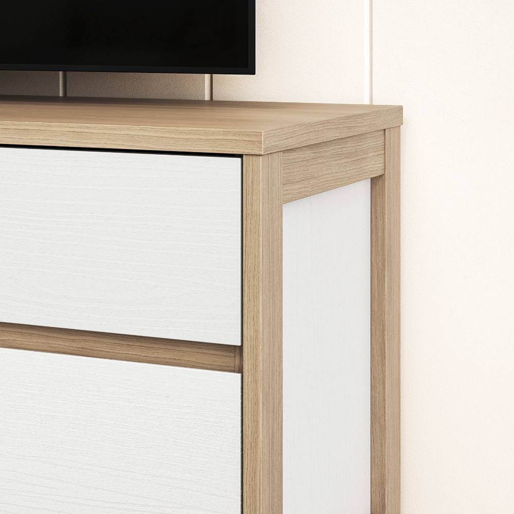 TV-Lowboard in Weiß und Eiche Dekor - Ovidio