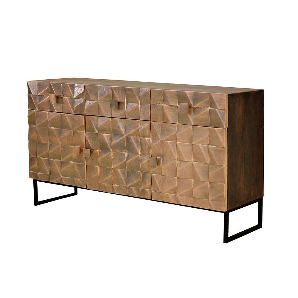 Design Sideboard in Bronze und Mango Natur - Bensez
