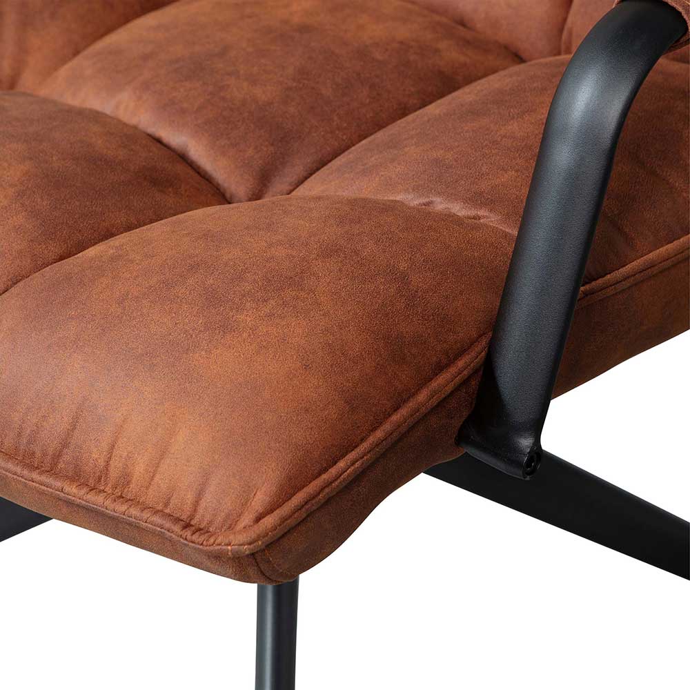 Retro Lounge Sessel in Cognac Braun Kunstleder - Brandos