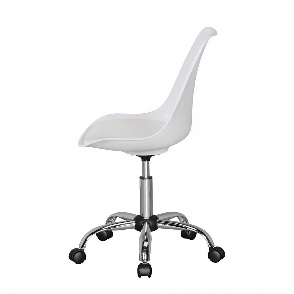 Bürostuhl mit Sitzschale in Weiß & Chrom - Ionella