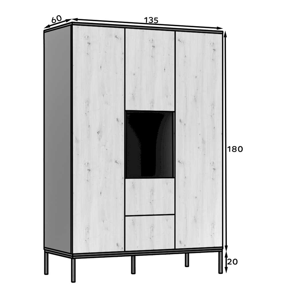 Kleiderschrank in Wildeiche Optik - Cavan