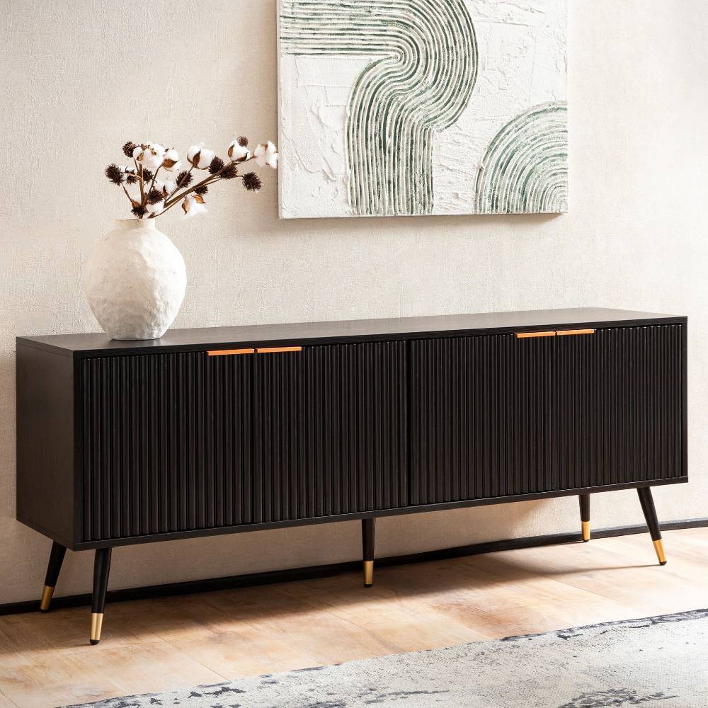 TV Board in Schwarz und Gold - Vacca