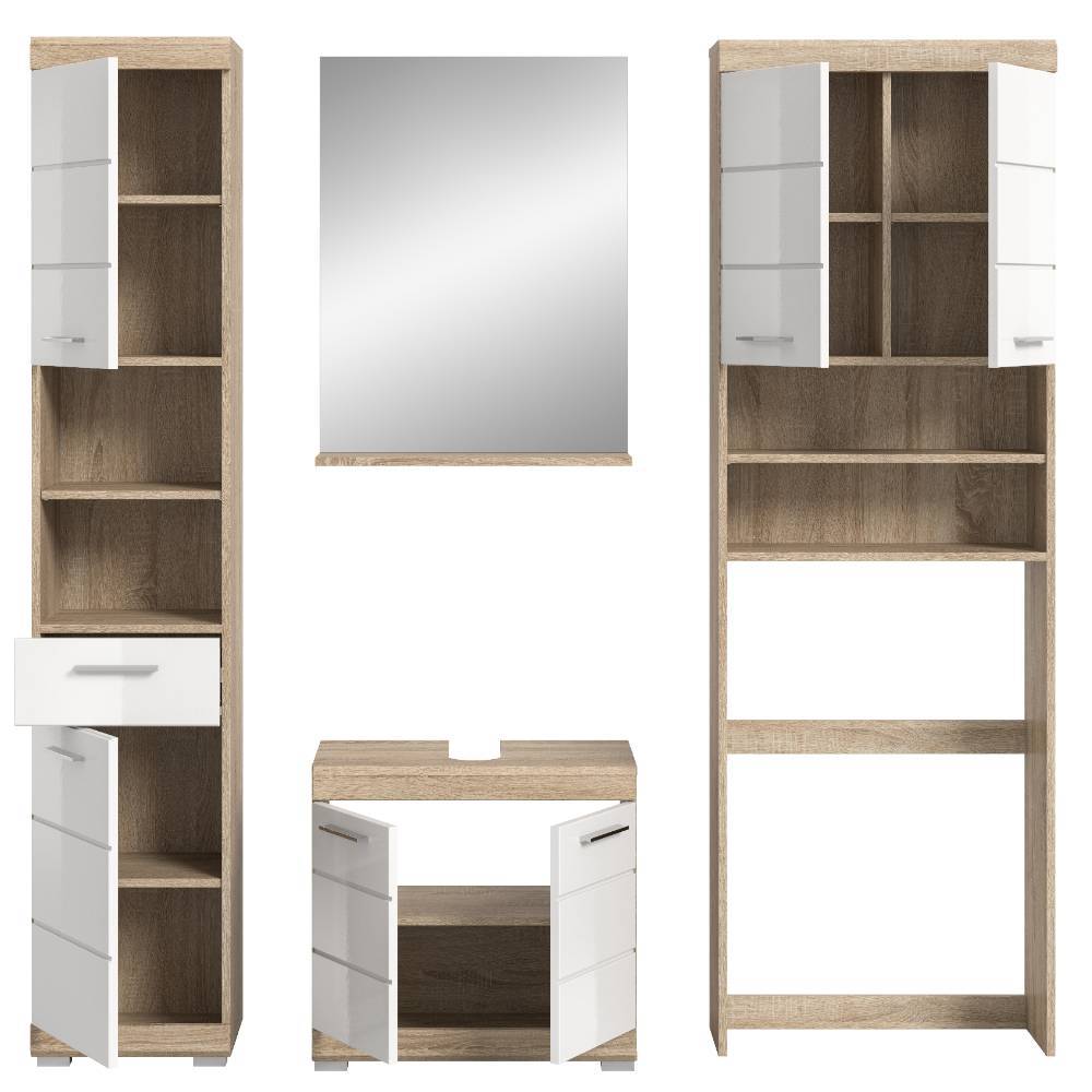 Badkombination mit Waschmaschinenschrank Set - Calbanyara (vierteilig)