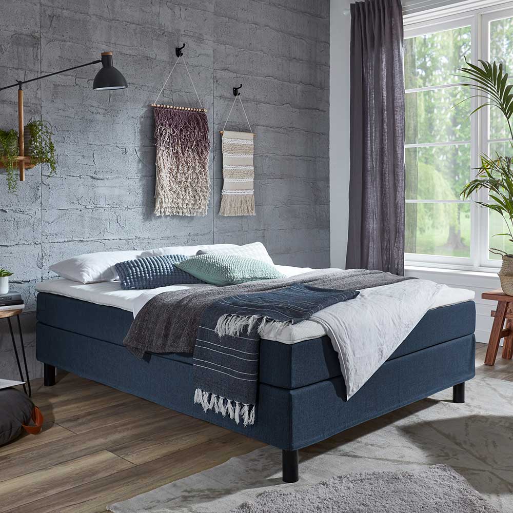 Bett für schräge Wände aus Webstoff in Blau - Jamesson