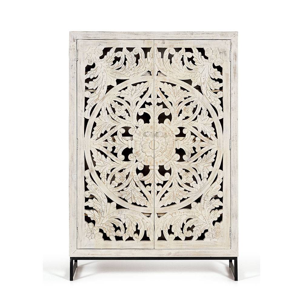Vintage Schrank in Mangoholz White Wash - Fudorus