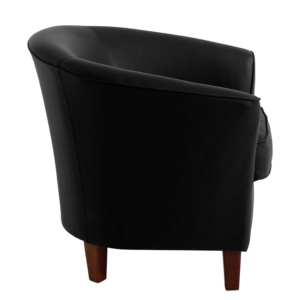 Schwarzer Sessel mit Lederbezug - Lombardy