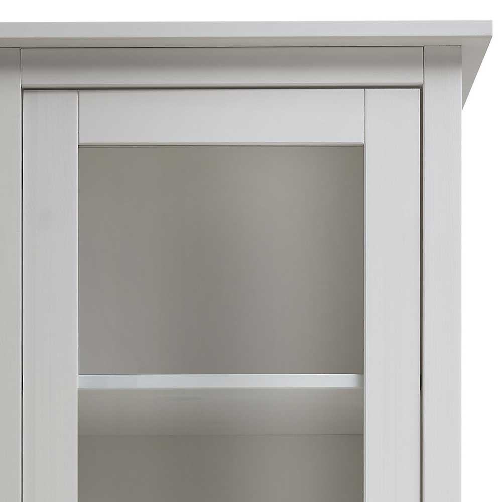 58x200x40 cm Skandi Vitrine in Weiß lackiert - Astinion