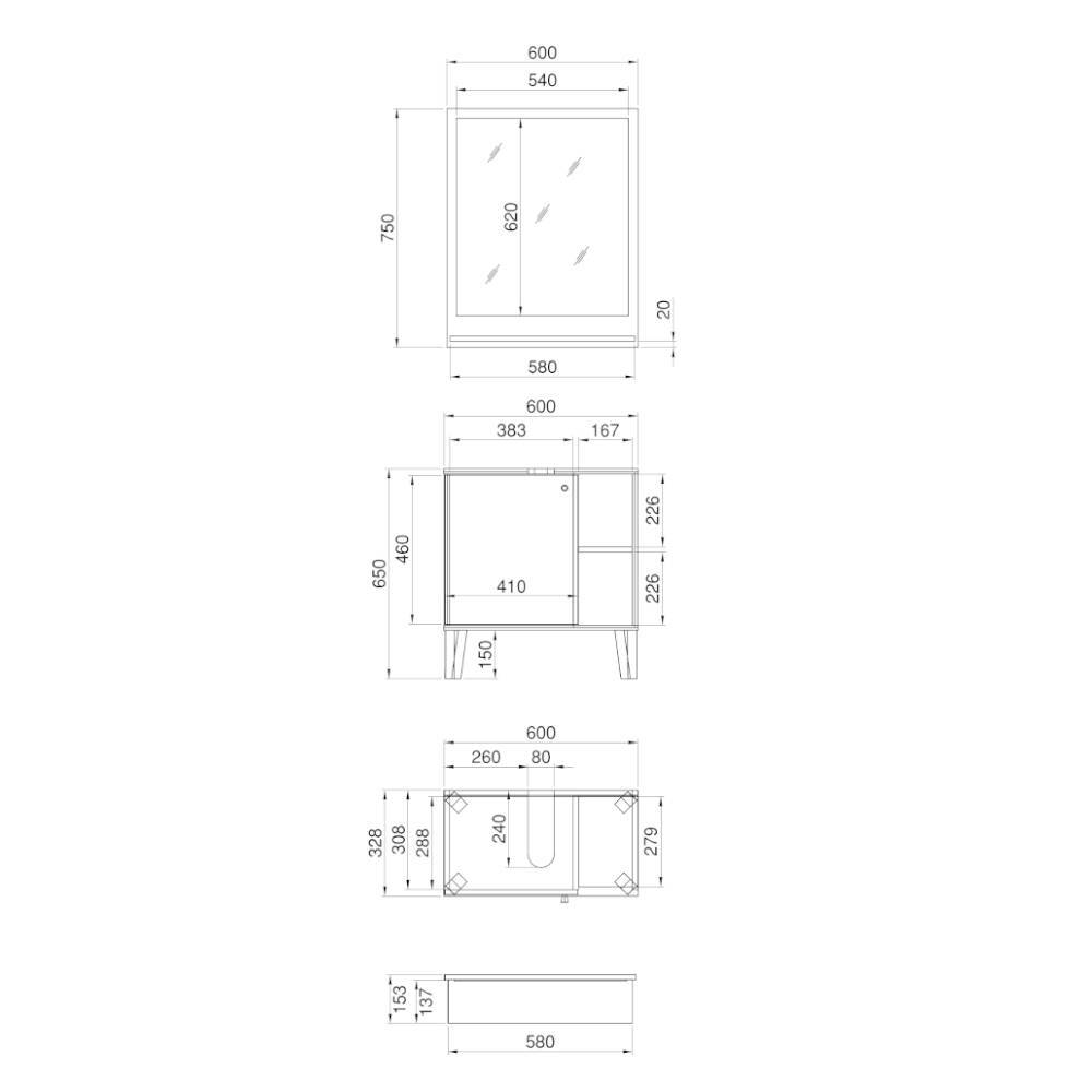 Bad Waschbeckenschrank & Spiegel Set - Naviron (zweiteilig)