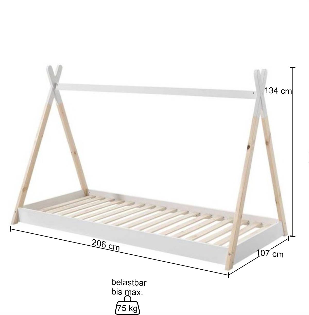 Bodentiefes Kinderbett 90x200 im Zelt Design - Flyma