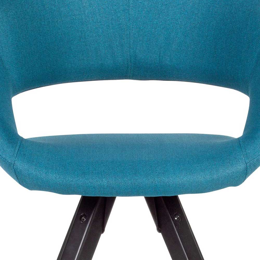 Designer Stuhl in Petrol Blau mit Schwarz - Lora