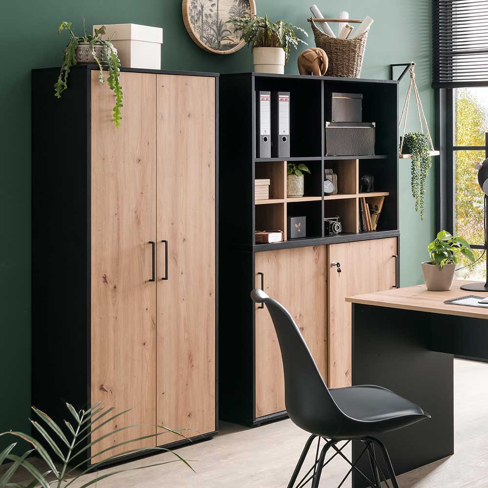 Aktenschrank in Wildeiche und Schwarz - Evasilica
