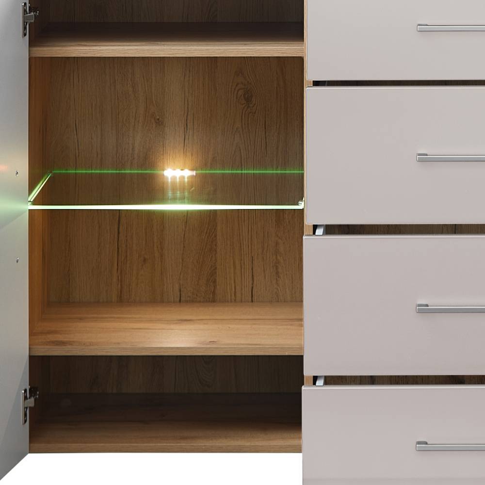 Sideboard Vitrine in Mattgrau - Gemta