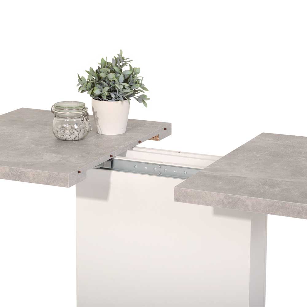 Ausziehbarer Tisch Maurizio in Weiß und Grau Beton-Dekor