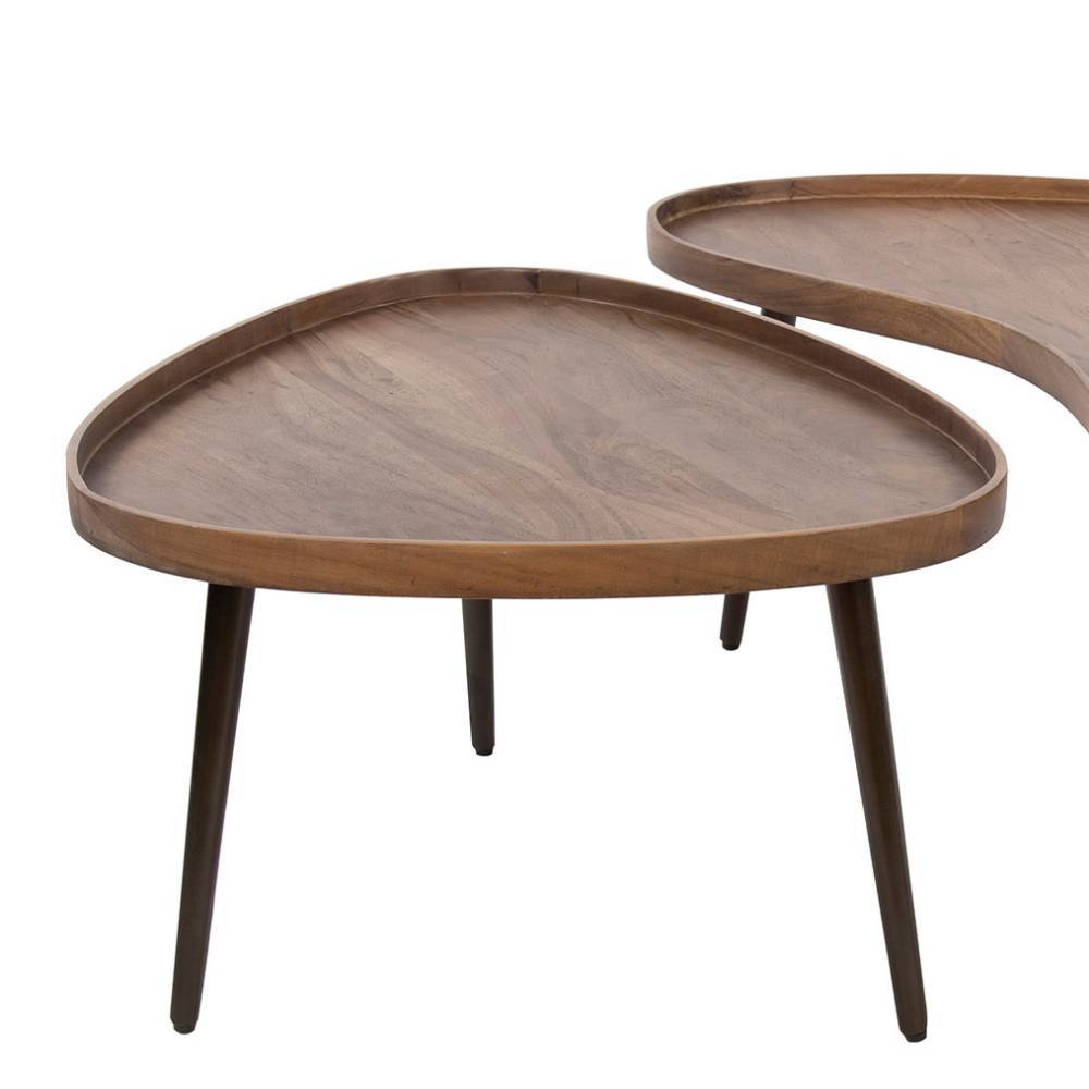 Nierenform Couchtisch Duo aus Akazie - Emila (zweiteilig)