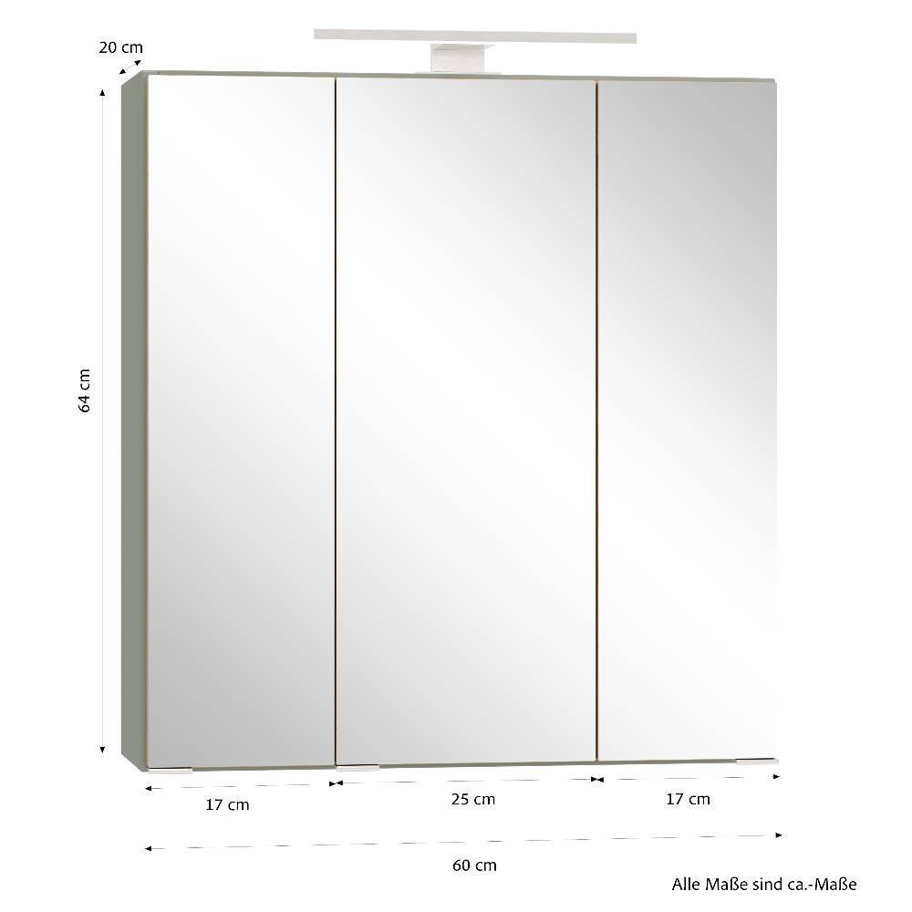 60cm Badezimmer-Spiegelschrank in Graugrün - Malivtros