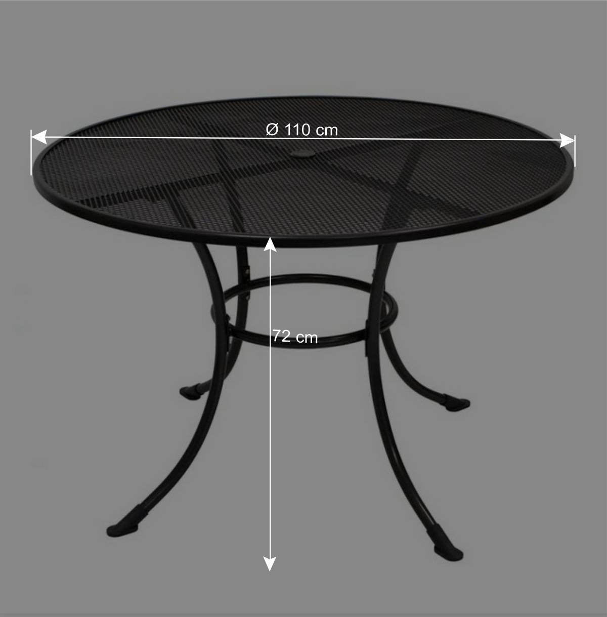 Grauer Metall Gartentisch Monca in Rund 110cm