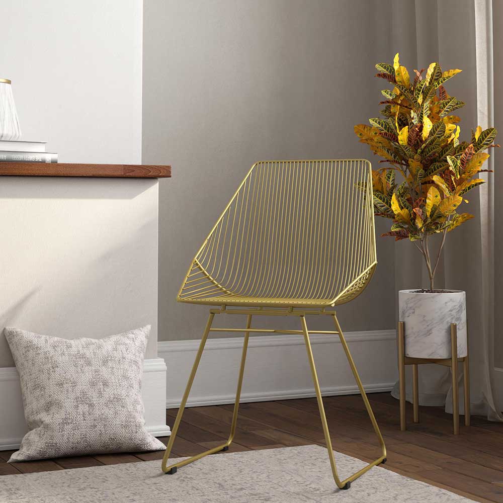 Design Esszimmerstuhl aus Metall in Gold - Racisko