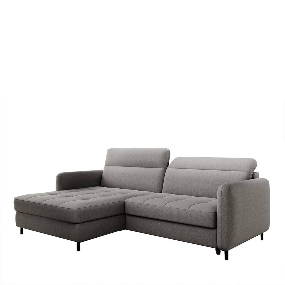 Stoff-Ecksofa in Hellgrau mit Bettfunktion - Alister