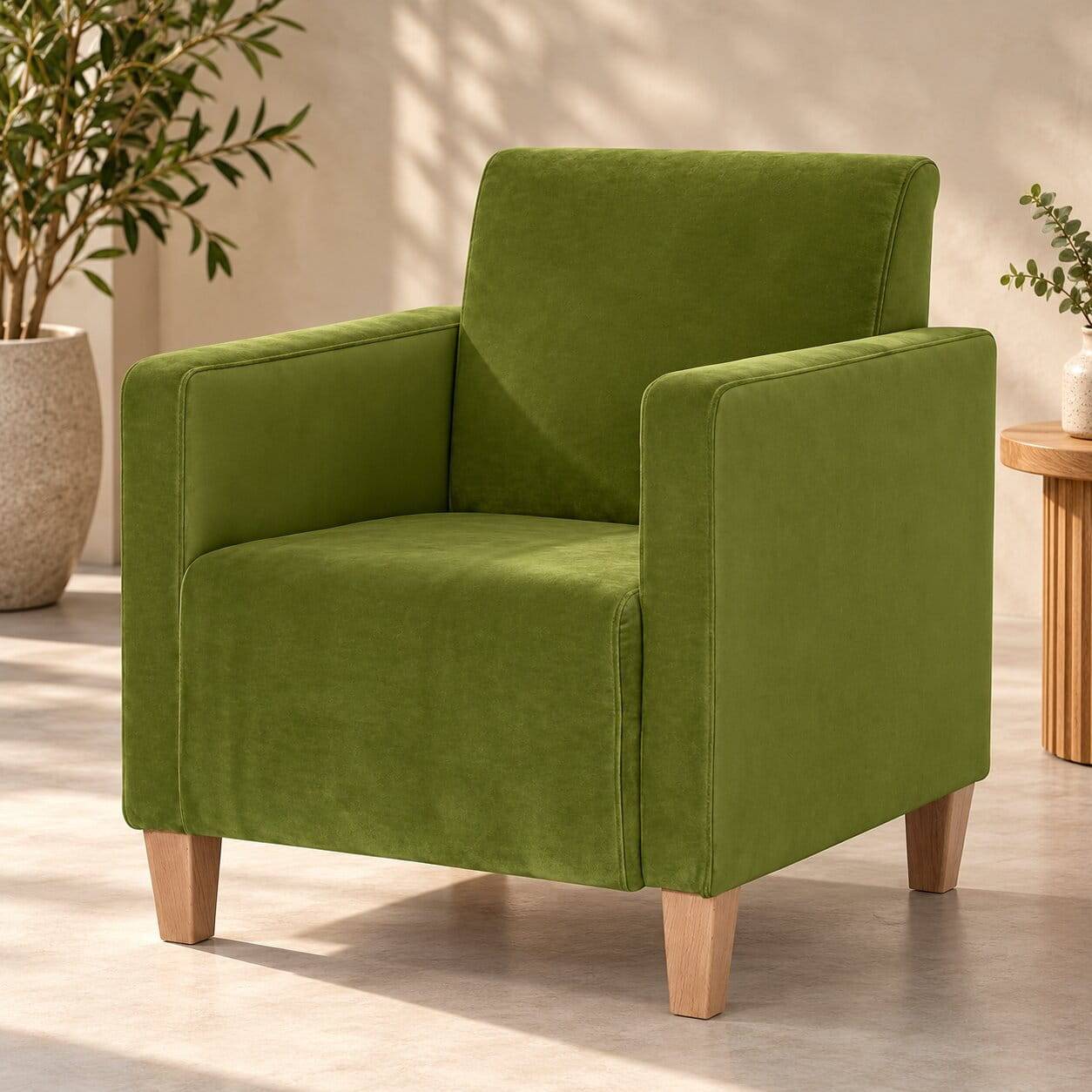 Wohnzimmer Polstersessel in Oliv Grün - Younger