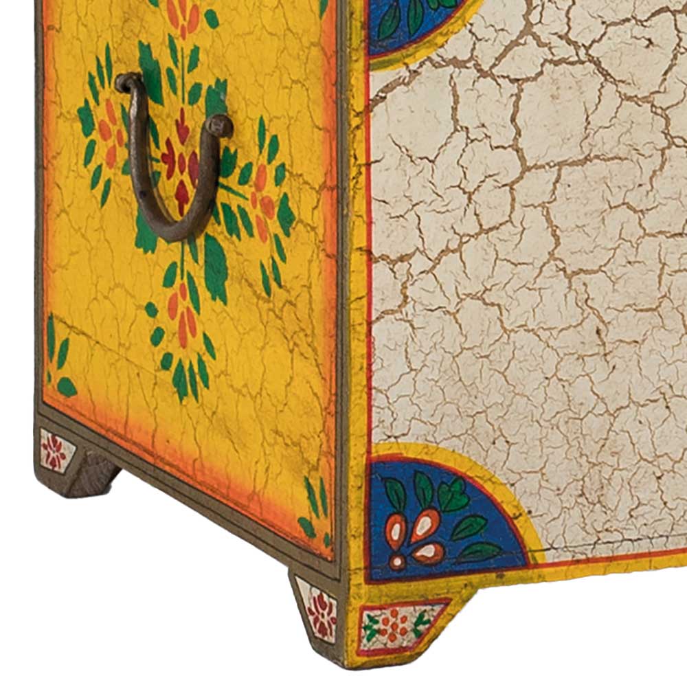 Bunte Orient Truhe mit Elefanten und blumigen Motiven - Sambo