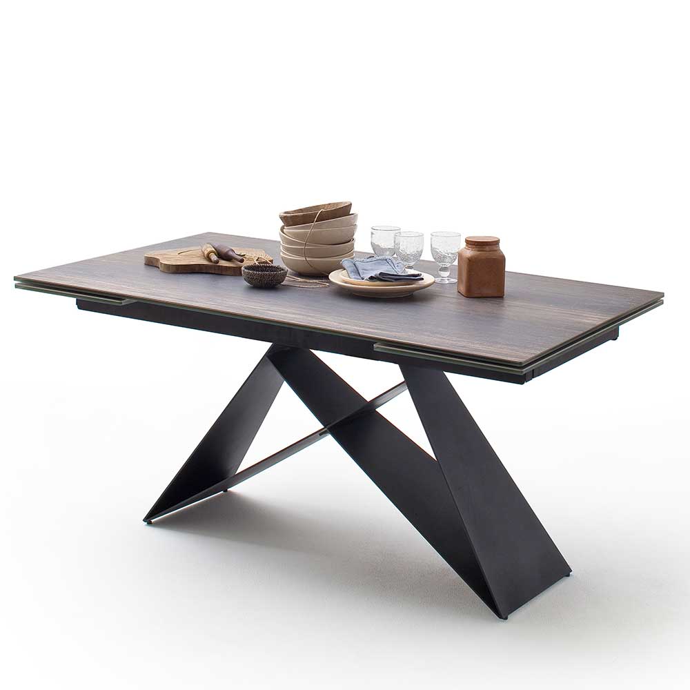 Design Tisch mit Keramikplatte Holz Optik - Cateyna