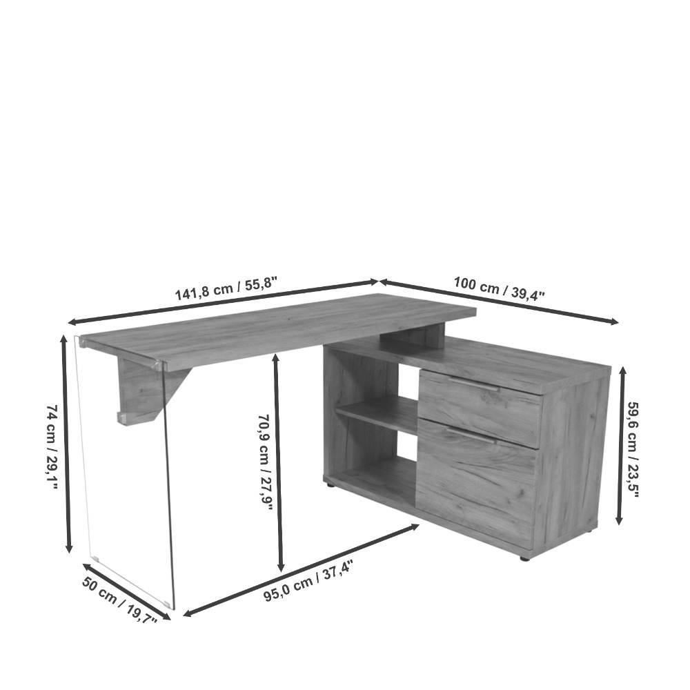 Design-Schreibtisch mit Seitenregal - Saloz