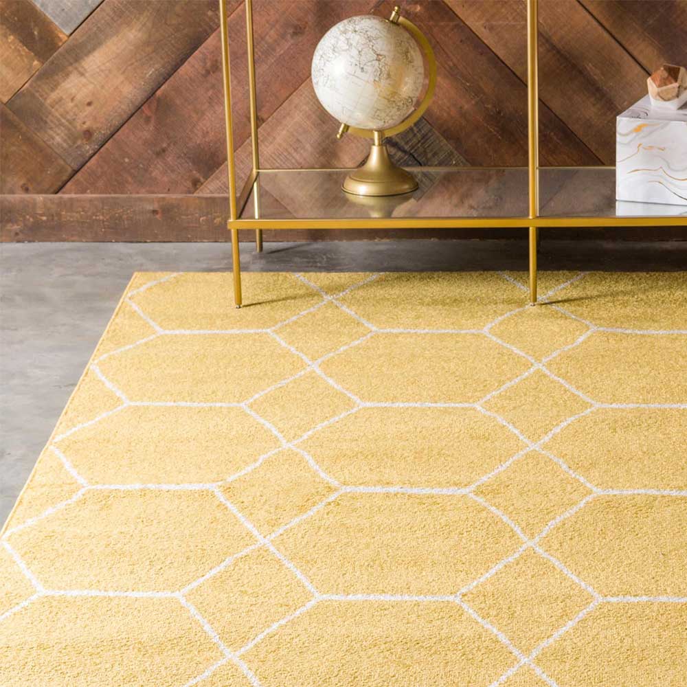 Teppich mit grafischem Muster in Gelb und Creme - Agnes