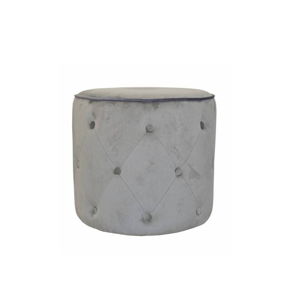 Hocker Pouf in Grau Samtbezug - Joker
