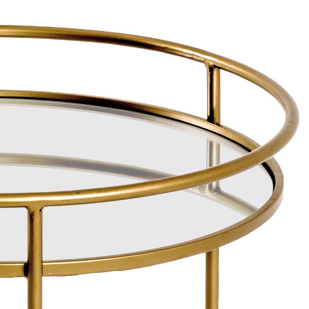 Zweisatz Spiegelglas Tische mit Ringgestell - Esman (zweiteilig)